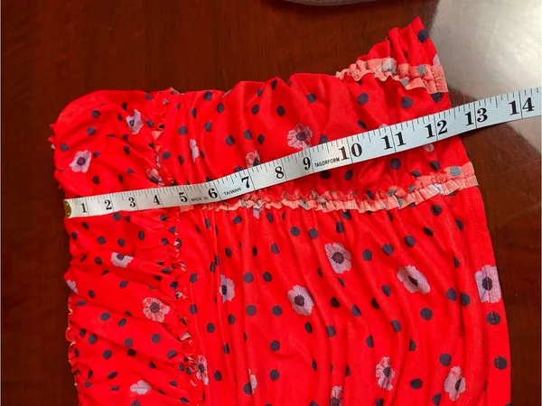 Free People Red Scottie Printed Tube Sleeveless Top Stretchy Sz L BarbieCore - Image 7