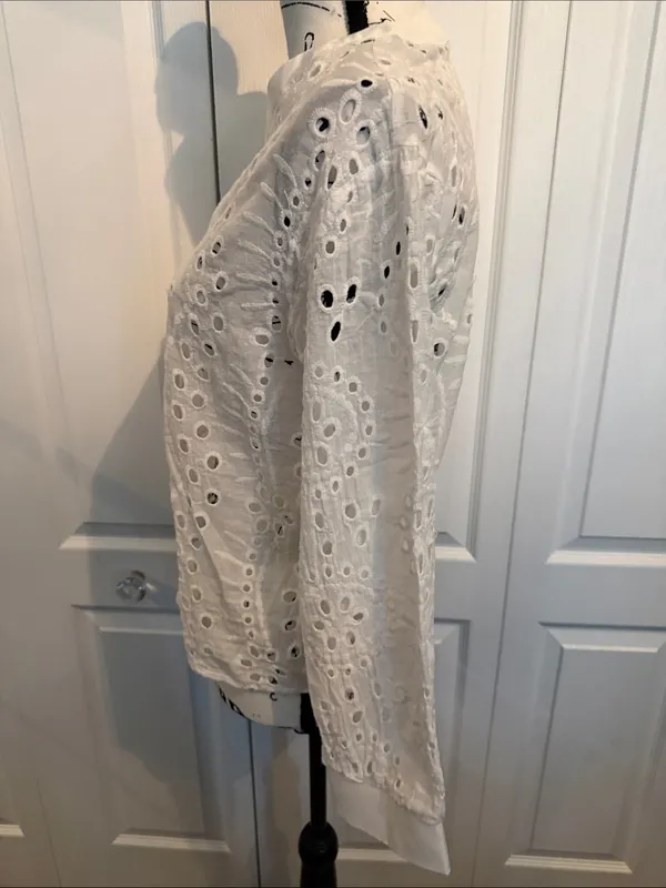 White Eyelet V-Neck Swim Coverup Tunic - Image 4