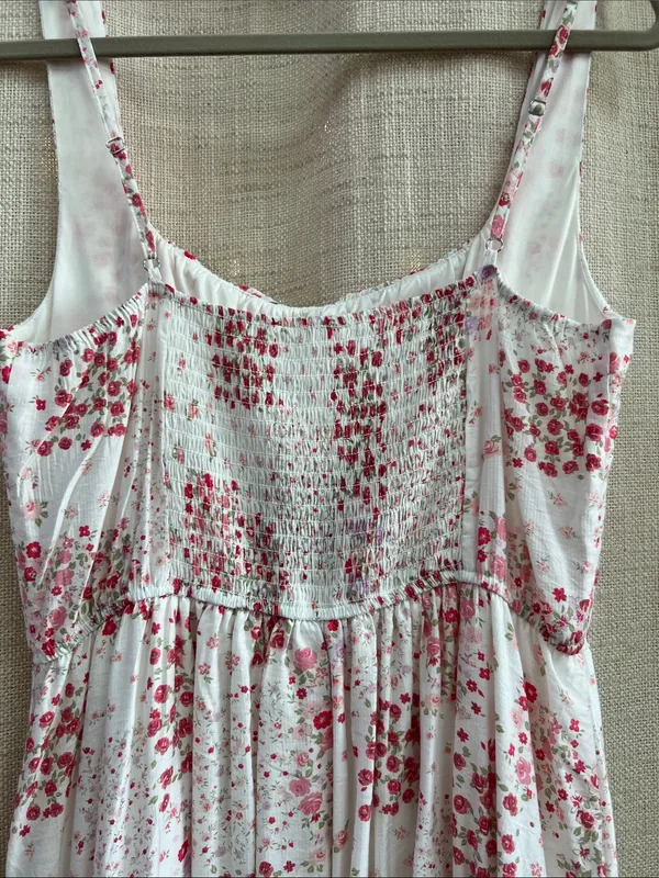 Floral Sleeveless Corset Front Tie Midi Dress Large - Image 15