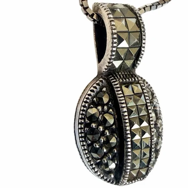 Judith Jack Sterling Marcasite Oval Pendant necklace - Image 11