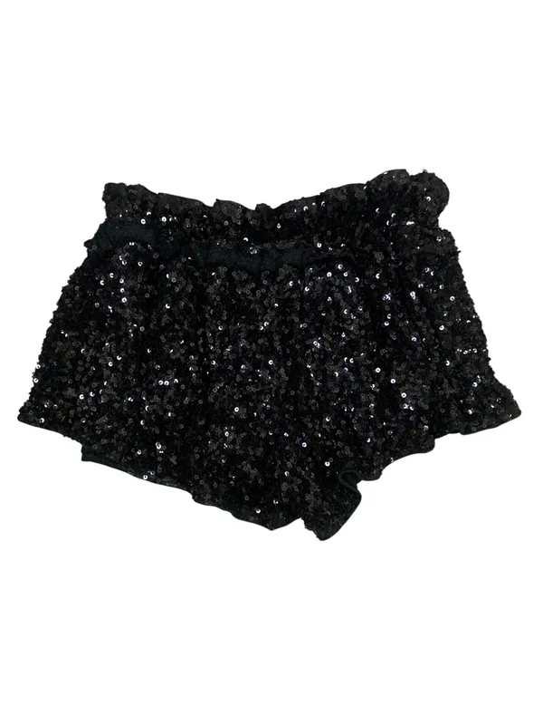 TCEC Large Black Sequin Shorts Sparkle Party Holiday Evening Glam High Rise - Image 3