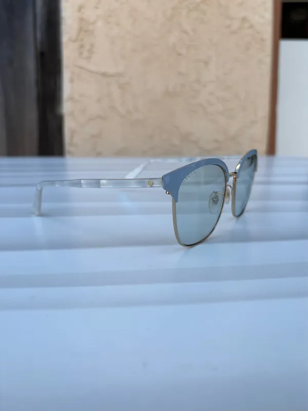 Gucci GG0244S-004 Clubmaster gold and light blue sunglasses - Image 8