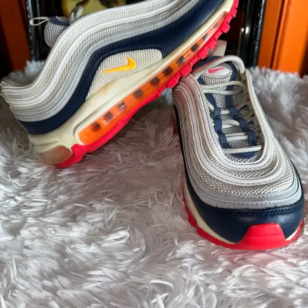 Nike Air Max 97 Platinum Pink Navy Orange Women’s Size 7.0- 921733-015 - Image 3