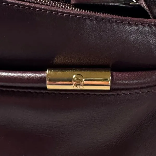ETIENNE AIGNER Signature Classic Shoulder Bag Purse Genuine Leather Burgundy Vtg - Image 3