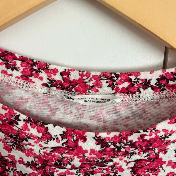 Zara Pink Floral Puff Sleeve Top - Image 2