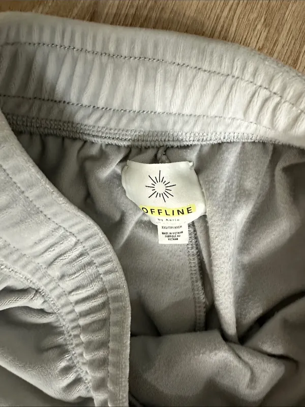Offline aerie Light Gray Velour Jogger Pants Size XS - Image 2