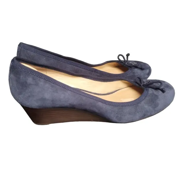Tory Burch Women's Navy Blue Wedges Size 9M SKU 1836 - Image 4