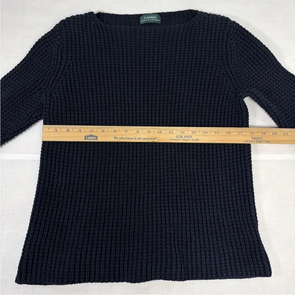 Lauren Ralph Lauren Sweater Womens Blue Chunky Knit Boat Neck 100% Cotton - Image 9