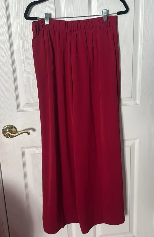 Elegant Red Wide-Leg Pants stretch waist size medium - Image 4
