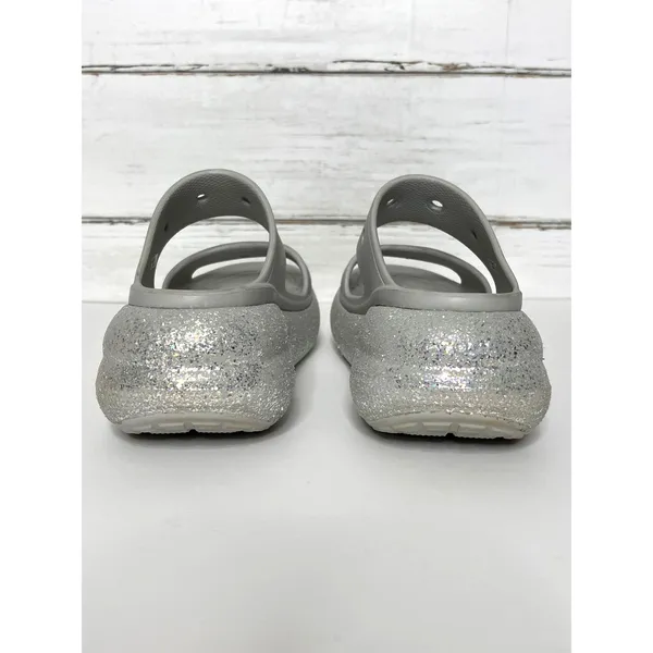 Crocs Classic Crush Glitter Platform Sandals Gray Women’s Size 9 Slip On Chunky - Image 10