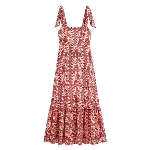 Aqua Tile Printed Midi Dress Size Small - Image 2