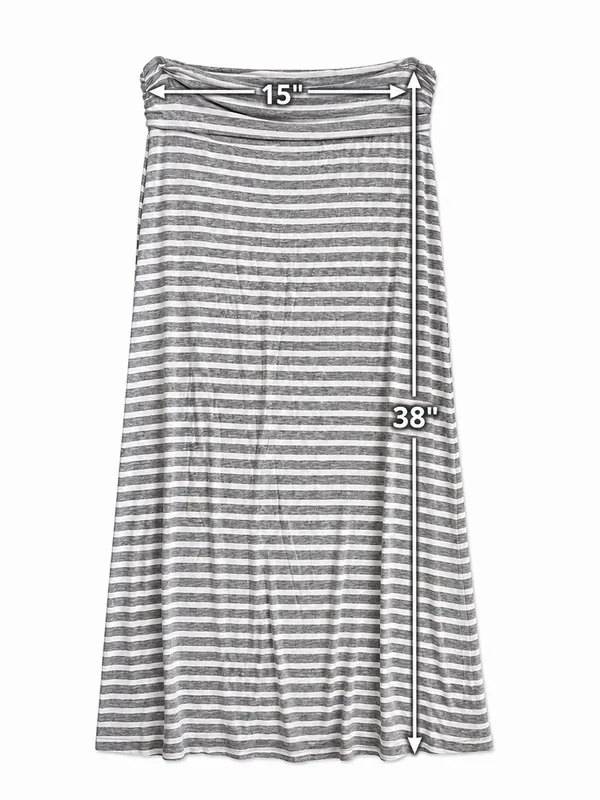 J.Crew Womens S Gray White Striped Maxi Skirt Modal Stretch Pull On - Image 5