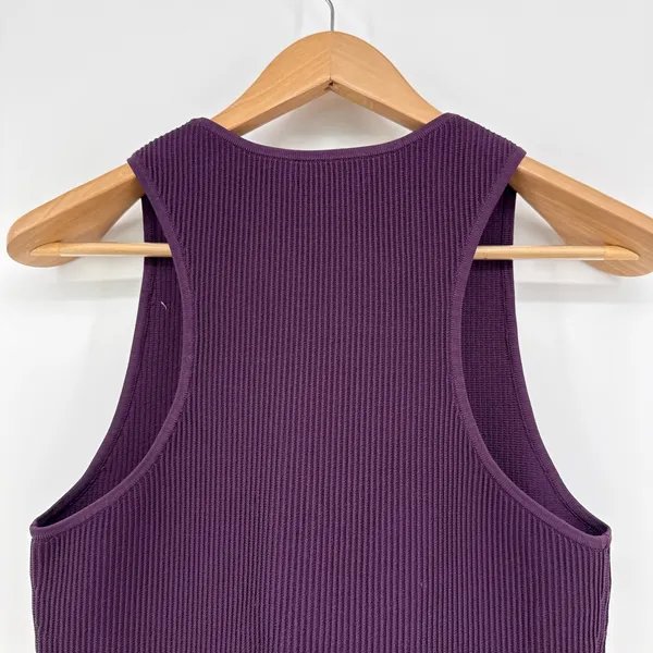 Aritzia Babaton‎ Sculpt Knit Racer Mini Dress L Dewberry Purple NWT Ribbed Tank - Image 5
