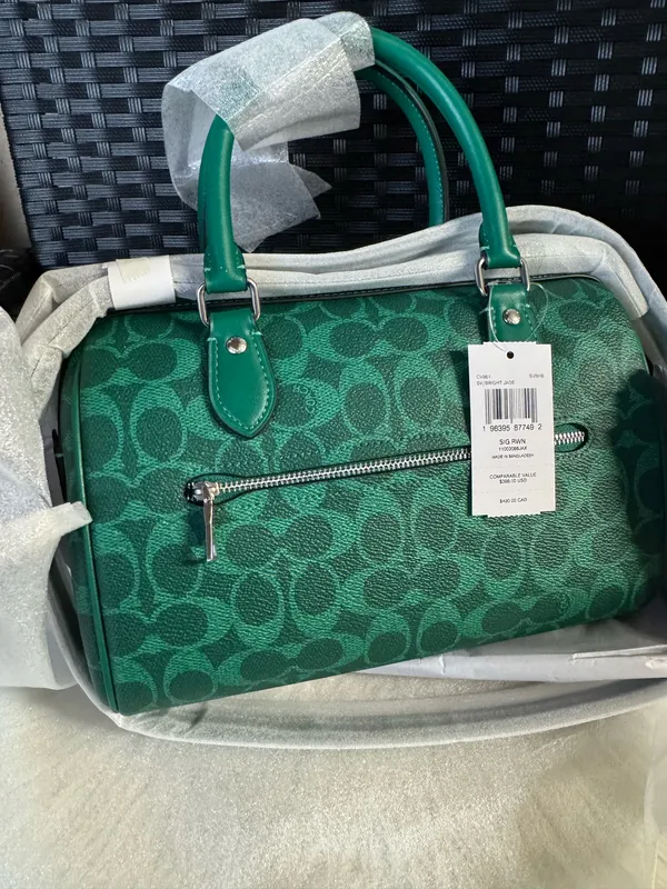 NWT Coach Medium Rowan Satchel Bag In Signature Canvas CV961 Bright Jade - Image 2