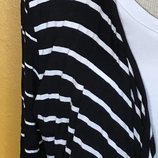 a.n.a Black & White Lightweight Striped Cardigan L - Image 3
