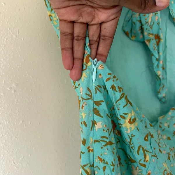 Hello Molly Teal Floral Side Slit Midi Dress US Size 6 - Image 9