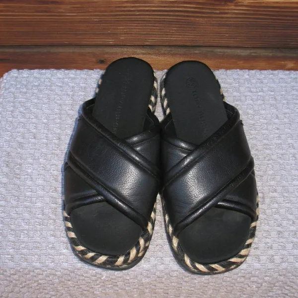 Tory Burch Leather CRISSCROSS ESPADRILLE SLIDE - Image 5