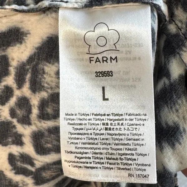 Farm Rio Leopard Animal Print‎ Viscose V-Neck Midi Dress Brown Black Large Boho - Image 4