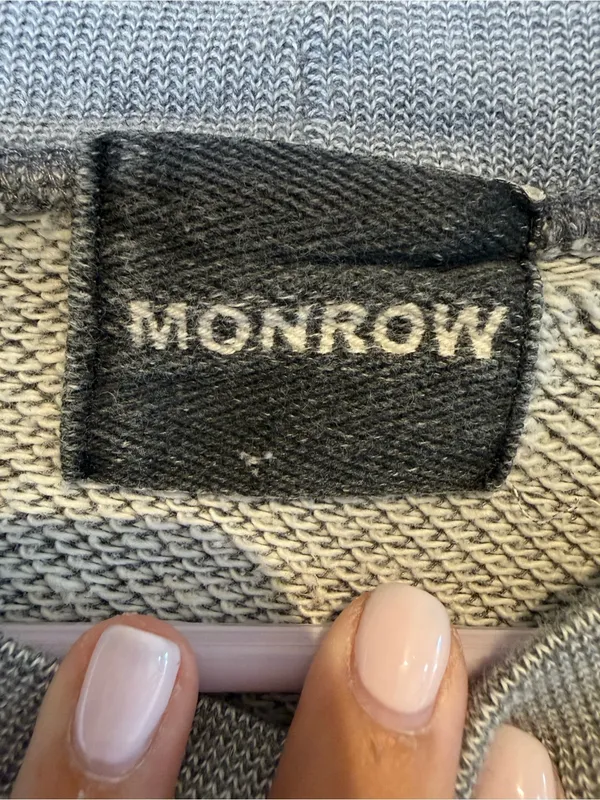 Monrow Gray Crewneck Sweater with Chest Cutout - Image 3