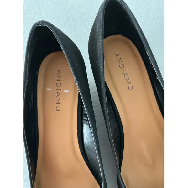 Andiamo Wedge Pumps Size 10 Black‎ Beaded Toe Slip On Shoes - Image 4