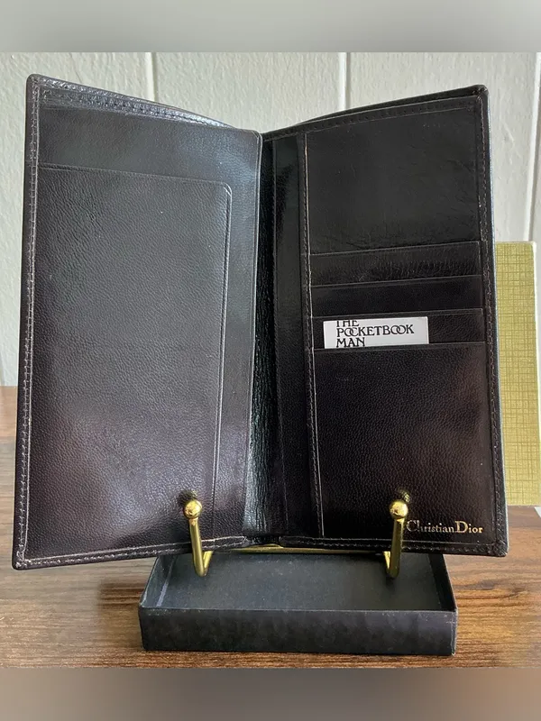 A HTF Rare Vintage Dark Brown Calfskin Leather Christian Dior Soft Travel Wallet - Image 5
