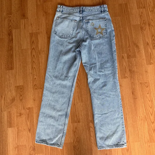 Reformation Cynthia High Rise Straight Jean Star Embroidered Sloane Size 28 - Image 7