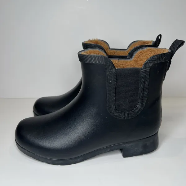 Chooka Black Waterproof Chelsea Rain Boots Faux Fur Lined Women's Size 6 - Image 2