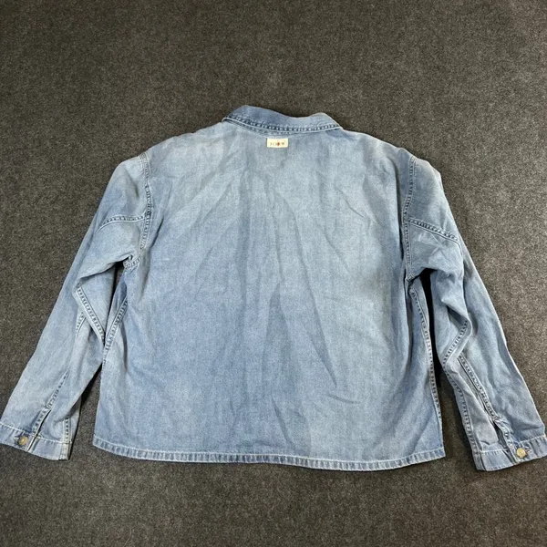 J.Crew Always Women Light Wash Denim Popover Shirt Blue Long Sleeve Cotton Small - Image 2