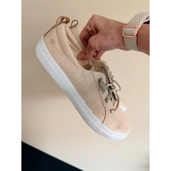 Sperry Top Sider Women's Canvas Sneakers Tan‎ Lace Up Comfort Shoes Size 11M - Image 2