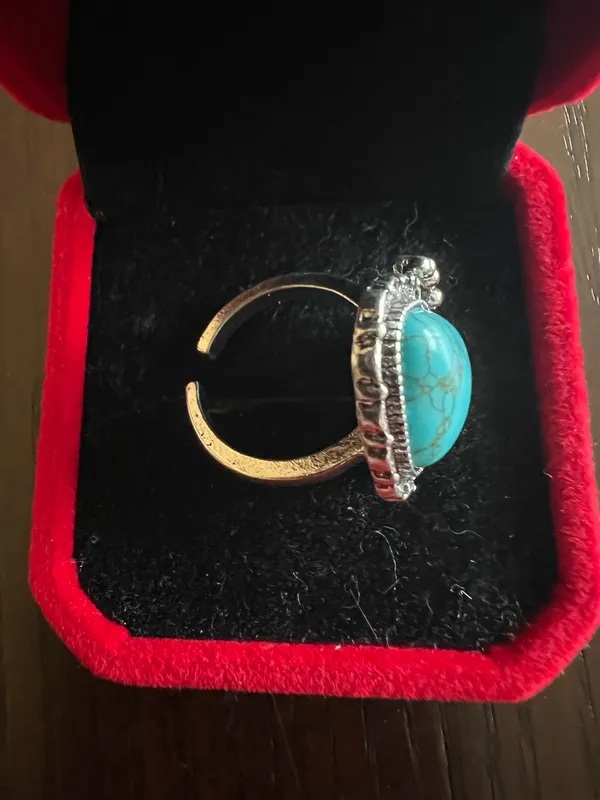 Boho Turquoise Intricate Cut Gemstone Boho Statement Ring Size 6 NWT Blue - Image 3