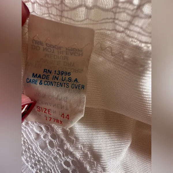 Vintage White Lace Nylon Tricot Slip, Size 44 (Modern XL) - Image 7