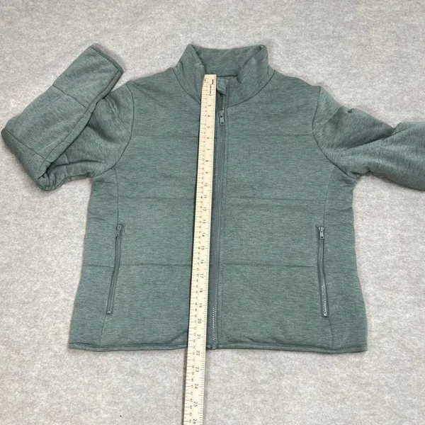 Three Dots Womens‎ Sage Green Quilted Full Zip Puffer Jacket Sz Small EUC - Image 6