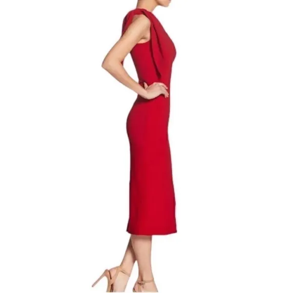 Dress The Population Red One Shoulder Midi Dress(Size Small) - Image 5