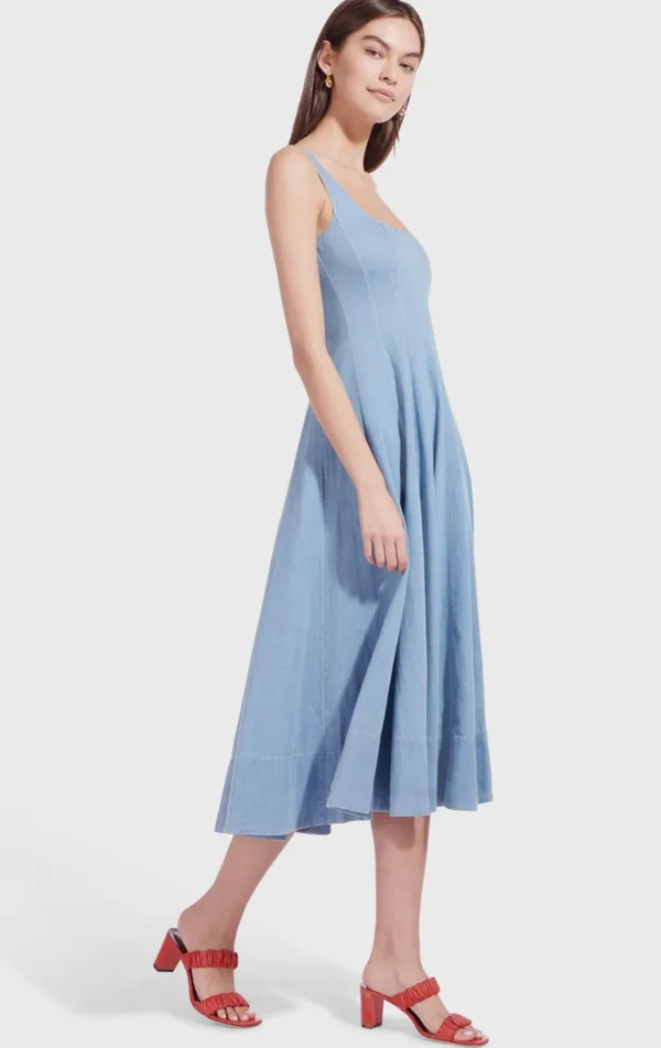 Staud wells dress in light denim - Image 4