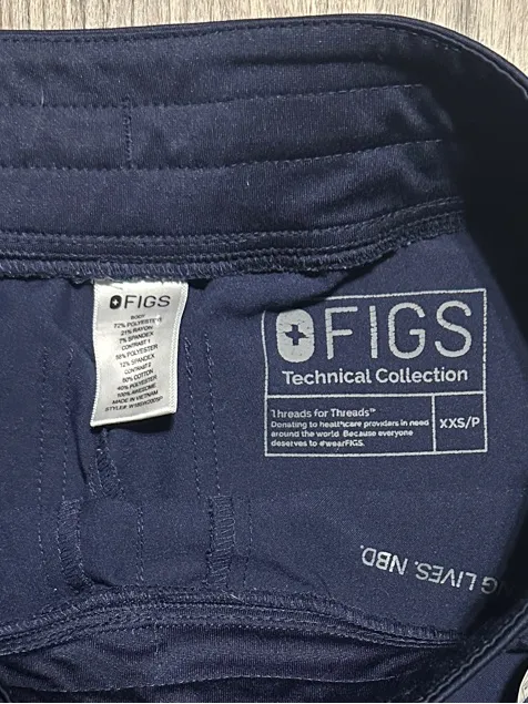 Figs Navy Jogger Scrub Pants with Gray Drawstring - Image 2