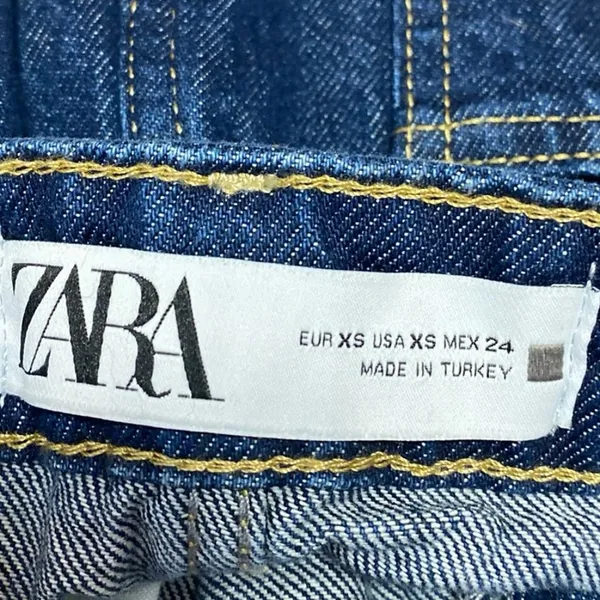 Zara Women's Blue Mid Waist Straight Casual Cotton Mini Denim Jean Skirt Size XS - Image 4