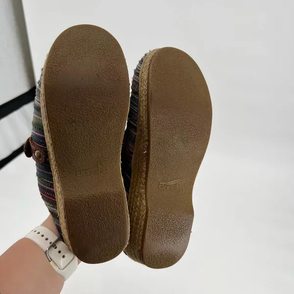 Dansko Women's Espadrille Mule Clog Shoes Multicolor Striped Wedge - Image 3