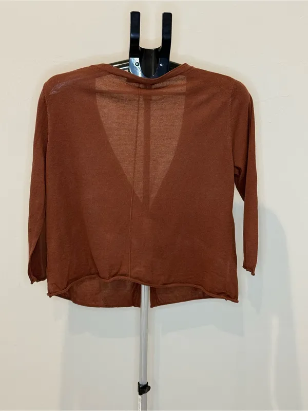 Tori Richard Women’s Small Rust Brown Lightweight Cardigan Sweater Cotton Blend - Image 7