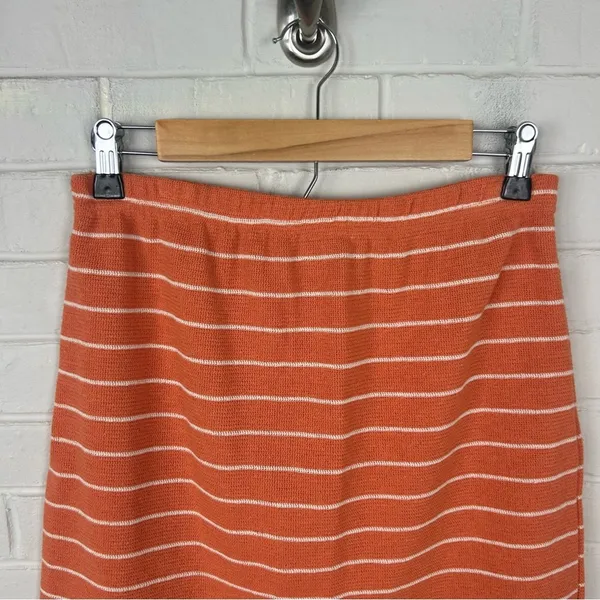 Vintage Style New York Orange Striped Knit Skirt Size M - Image 4