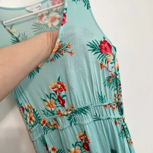 OLIVE & OAK LULUS Sleeveless Floral Maxi Dress Aqua Blue Pink Tropical Hawaiian - Image 8