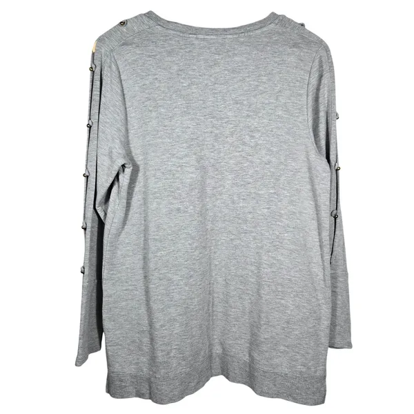 Soft Surroundings Gray Go‎ Lively Bibi Pullover Beaded Long Sleeve Top M 2EA09 - Image 2