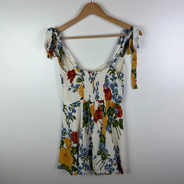 Reformation Niara Floral Print Crepe Mini Dress Size 8 Cottage Romantic Coquette - Image 5