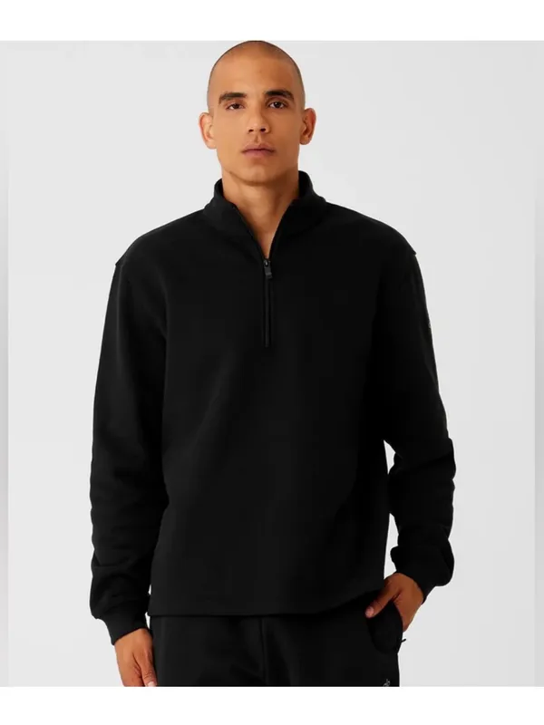 Alo Yoga Renown Heavyweight 1/4 Zip Sweatshirt Black Unisex Medium Pullover M⁠ - Image 6