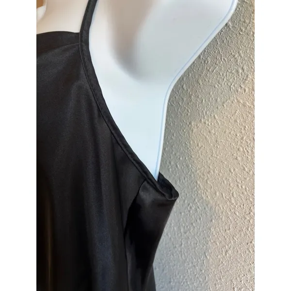 Vintage Y2K‎ Bebe Cowl Neck Slip Dress Med Black Satin Maxi Minimalist Cocktail - Image 8