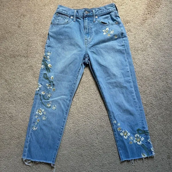 Madewell The Perfect Vintage Summer Jeans Embroidered Edition Size 24 Floral - Image 2