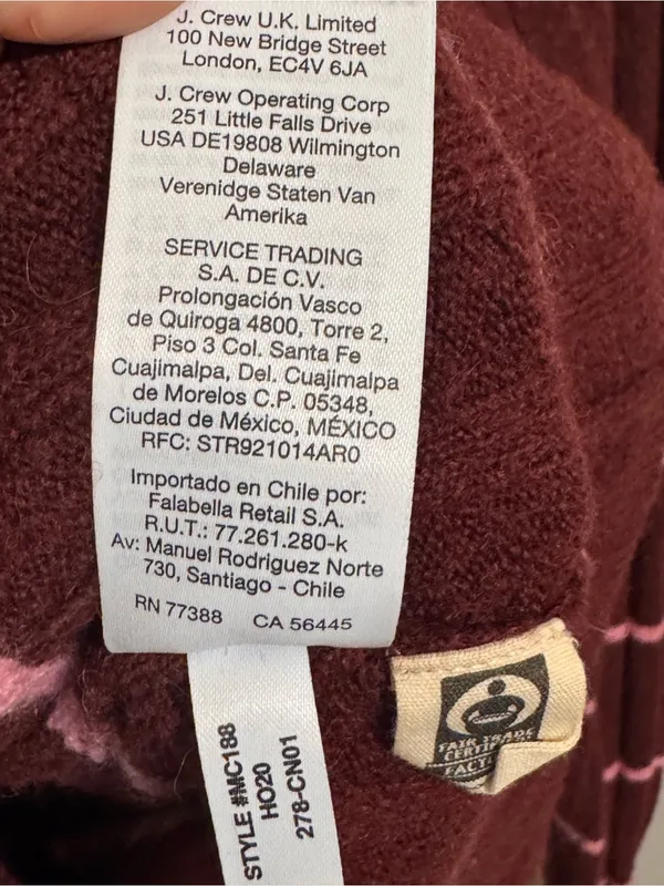 Madewell Merino Wool Alpaca Striped Mock Neck Sweater Burgundy Pink S - Image 7