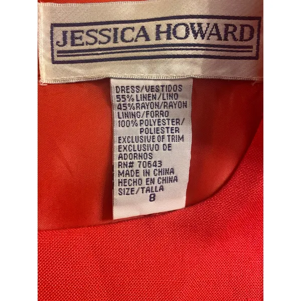 Jessica‎ Howard Pink Linen Blend Embroidered Sheath Dress 8 Spring Church Garden - Image 4