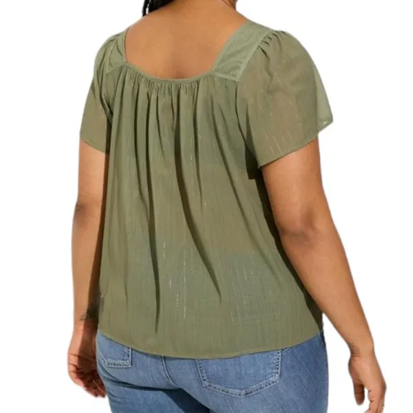 Torrid Crinkle Chiffon Flutter Sleeve Top Size 1 - Image 4