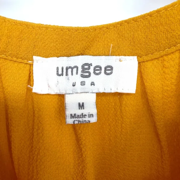 Umgee Babydoll Blouse Women M Mustard Ruffle Tiered Boho Cottagecore Prairie - Image 3