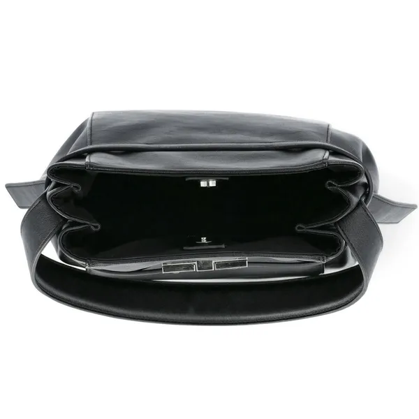 Time & Tru Dalton Shoulder Bag Black Faux Leather Purse Silver Belt Hardware NWT - Image 3